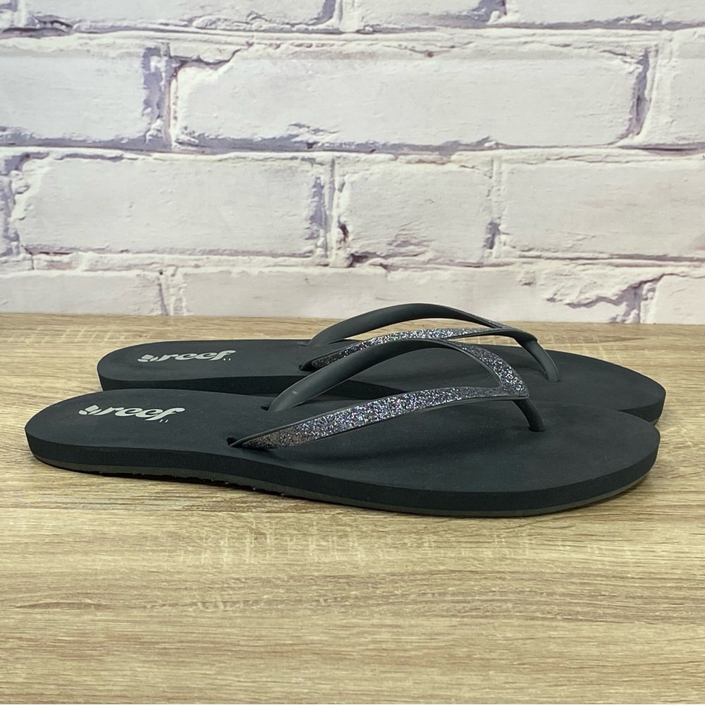 Reef Silver Grey Glitter Flip Flop Sandals Gem